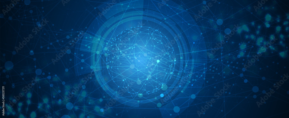 Poster Quantum processing. Deep learning artificial intelligence. Future new technology  for business or science presentation