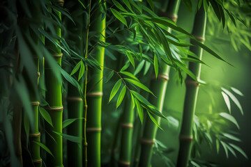 Fototapeta na wymiar Green bamboo nature background, generative ai