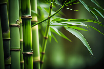 Green bamboo nature background, generative ai