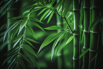 Green bamboo nature background, generative ai