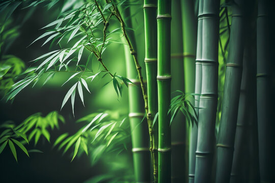 Green bamboo nature background, generative ai