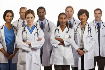 Group of medical doctors at clinic. Unity concept, health international day, generative ai