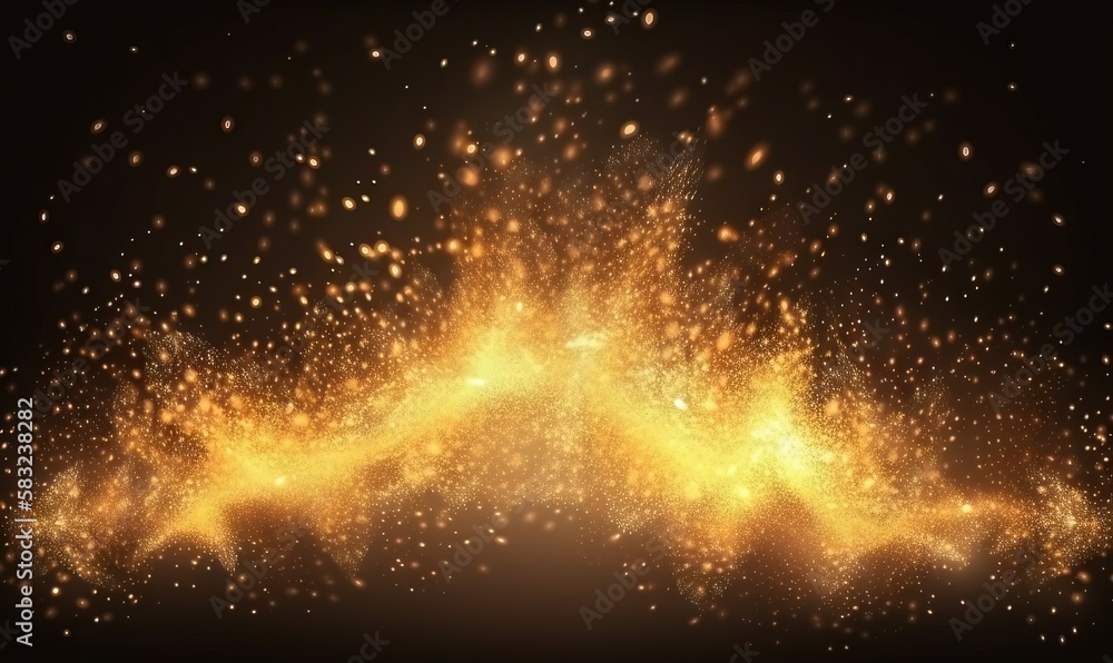 Poster a bright yellow explosion of light on a black background with a black background and a black backgro