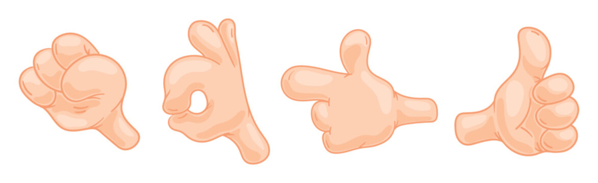 Cartoon Hands Showing Different Gestures Vector Set