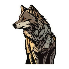 Wolf Flat Icon Isolated On White Background