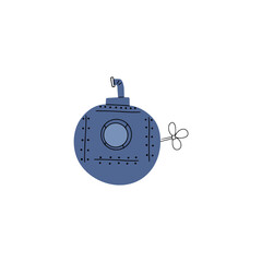 Submarine. Underwater transport. Sea life design. Vector illustration in scandinavian style.