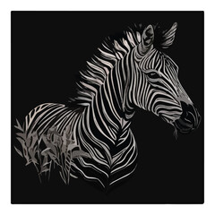 Zebra Animal Flat Icon Isolated On White Background