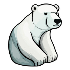 Polar Bear Flat Icon Isolated On White Background