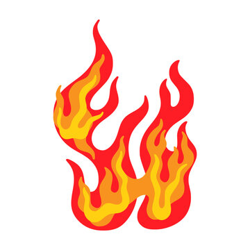 Fire flame. Fireplace, hot heat icon, campfire tattoo or heating symbol, burn or bonfire silhouette, flammable snap, blaze, streak. Vector isolated sign