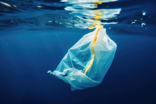 Plastiktüte, Plastikmüll im Meer - Generative AI