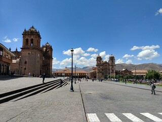 the cathedral in plaza de armas cusco peru - obrazy, fototapety, plakaty