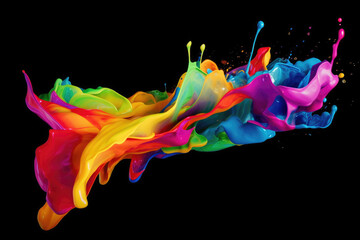 Colorful paint splash on black background. Generative AI