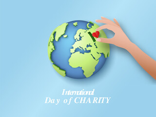International Day of Charity Illustration. Charity Day Concept. paper cut style