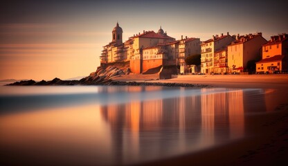 Naklejka premium Saint-Jean-de-Luz. Incredibly beautiful and romantic France. Generative AI