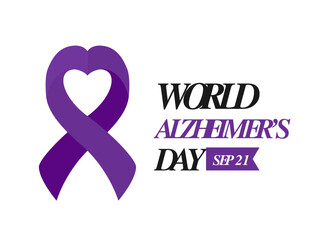 World Alzheimer's Day Concept Design. Alzheimer awareness illustration wirh purple ribbon
