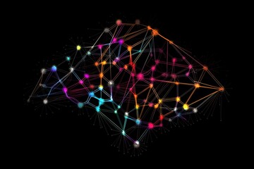 Fototapeta premium Une représentation abstraite minimaliste d'un réseau de neurones aux couleurs vives.