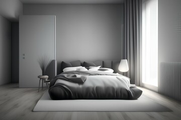 minimalist bedroom with gray walls 8k - generative ai