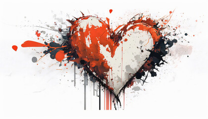 Abstract heart, isolated on white background - watercolor style illustration background by Generative Ai