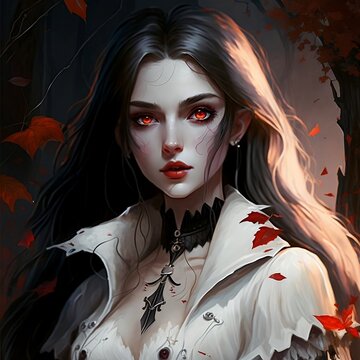 Non-Existent Person Female Vampire Character in a Forest Generative AI