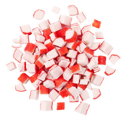 Sliced crab sticks, cubes, transparent background