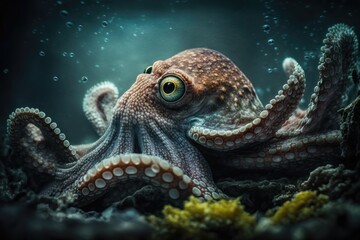 Common octopus. Wildlife animal. AI generated