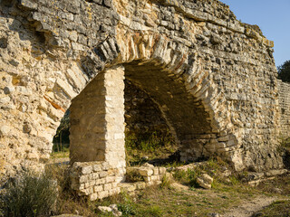 Barbegal aqueduct and mills near Arles on a sunny day in spring