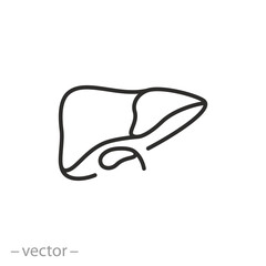structure liver icon, digestive gallbladder, thin line symbol on white background - editable stroke vector illustration eps10