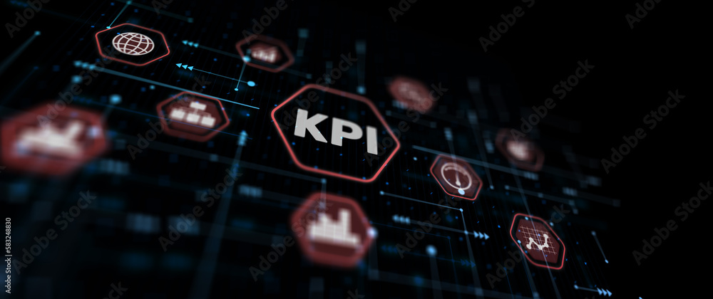 Poster key performance indicator kpi using business intelligence bi abstract image
