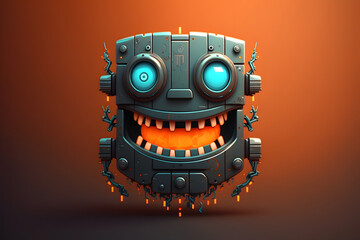 funny cartoon robot monster android monster smiling 