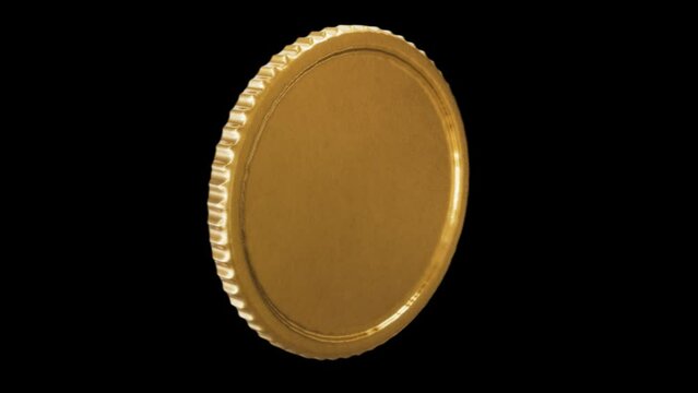 Alpha channel. Seamless loop animation 3d coins on red background. Online shopping and money. Concept: digital marketing online ,golden coins rotation, cyber monday, cyber week, banner cyber monday