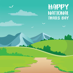 National Trails Day. Design suitable for greeting card poster and banner