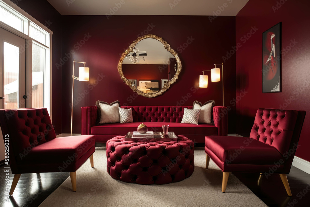 Aufkleber feel like a star in your own home with this bold hollywood regencystyle seating area.. ai generation