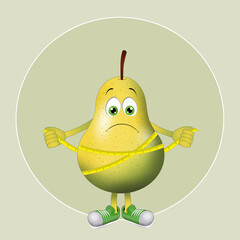 an illustration of a pear shaped body with meter