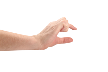 Hand holding or showing something small, cut out