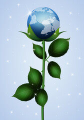 an illustration of earth on a flower