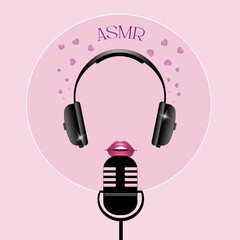 an illustration of a mouth with microphone for asmr