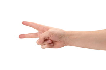 Hand showing two fingers, cut out
