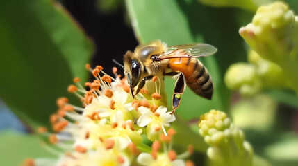 bee on flower. IA Generated
