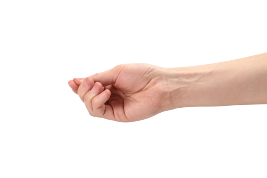 Hand feeding or holding something, cut out