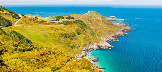 View of headland and sea, Norway