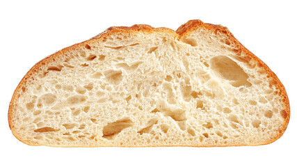 Ciabatta bread isolated on white background, full depth of field