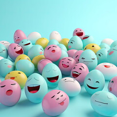Easter Egg Emoticons in 3D: Perfect for Communication and Social Media Created Using Generative Ai