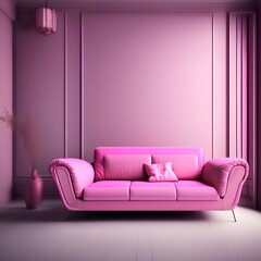 Pink Stylish sofa in the interior of the living room 8k - generative ai