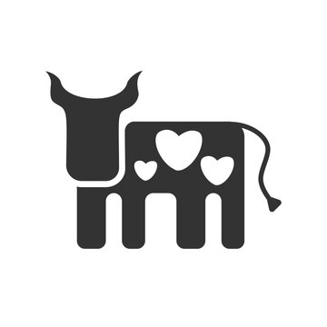 Cow icon. Simple design. Infographics. Black and white image. Vector image.