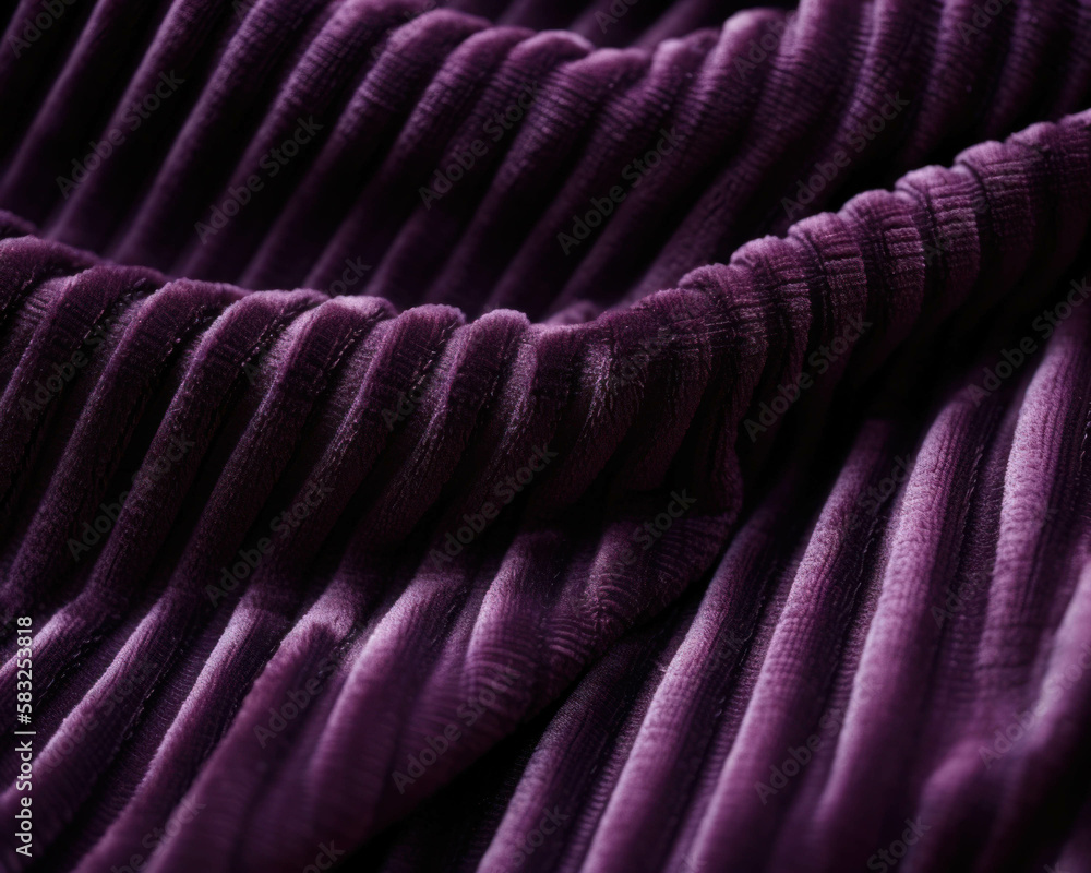 Poster an arresting closeup of a deep purplemagenta corduroy fabric with its distinctive ridges and ooves. 