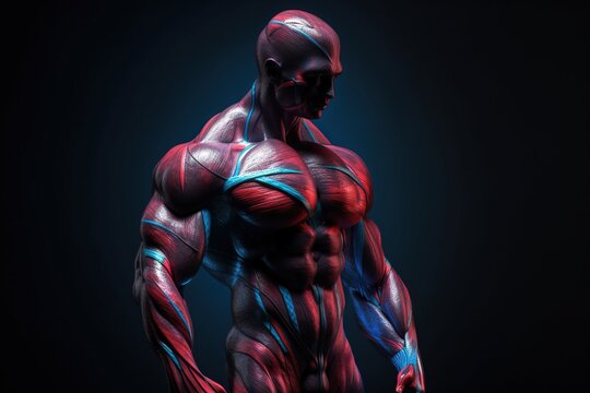 Human Anatomy: Powerful Muscles in Motion. Generative AI.