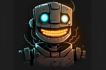 funny cartoon robot monster android monster smiling 