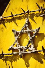 International Holocaust Remembrance Day, January 27 or Israel Memorial day.
 World War II Remembrance Day. Jewish Yellow Star of David, barbed wire.