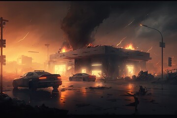 Burning down city