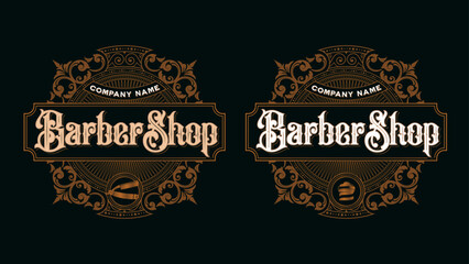 Set of Vector Vintage Barbershop Logos